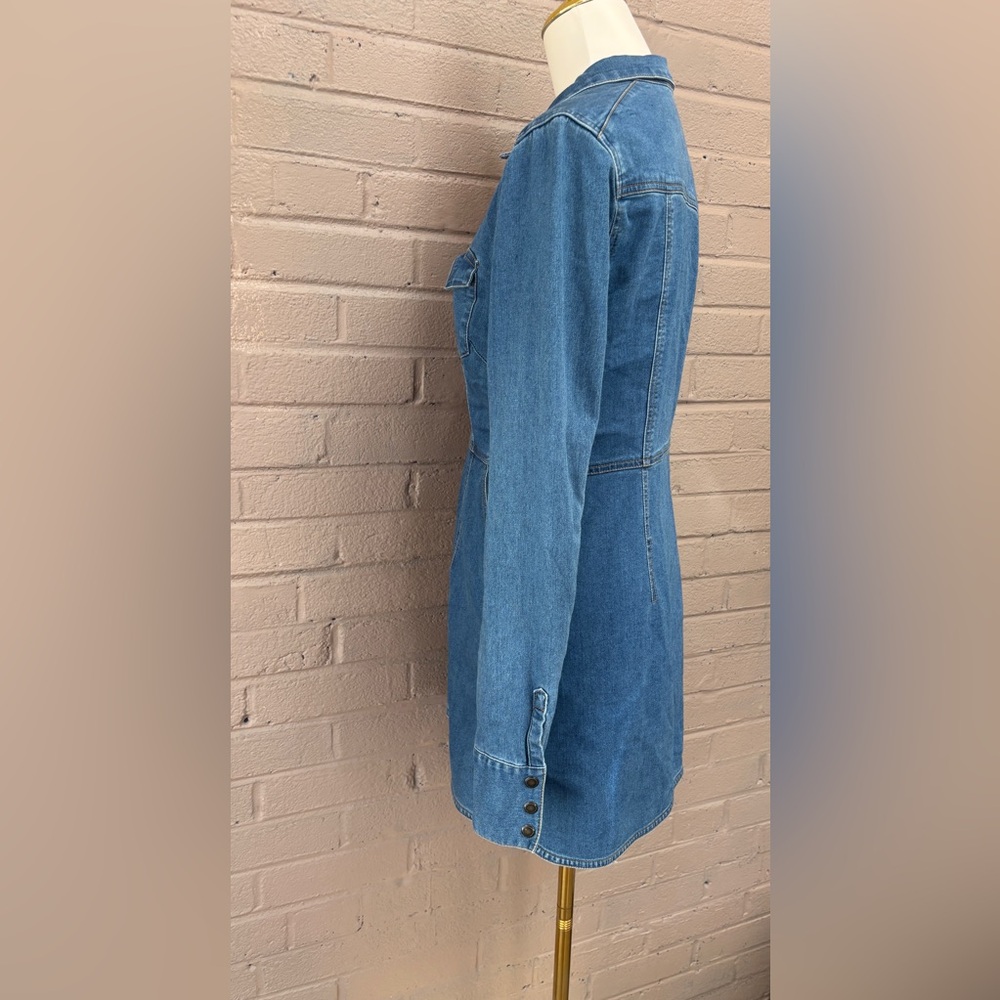 Free People  snap button denim shirt dress  M - Picture 10 of 14